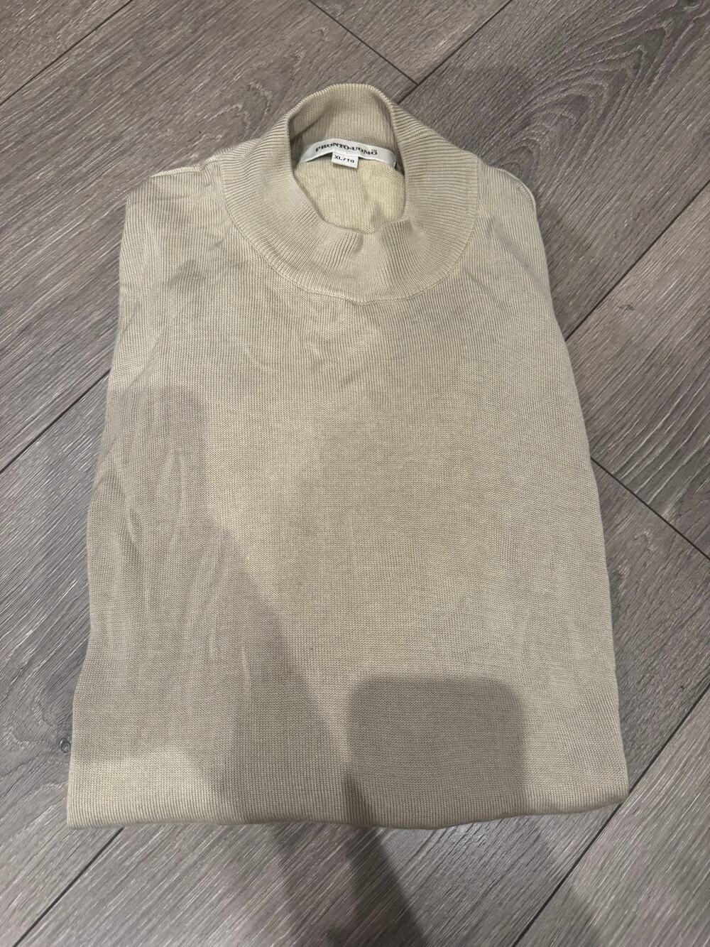 Pronto Uomo Men’s XL Beige Silk Cotton Mock Neck Sweater